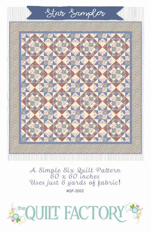 the quilt factory's story sample book, featuring an image of a quilt pattern