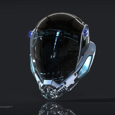 a futuristic looking object is shown on a reflective surface