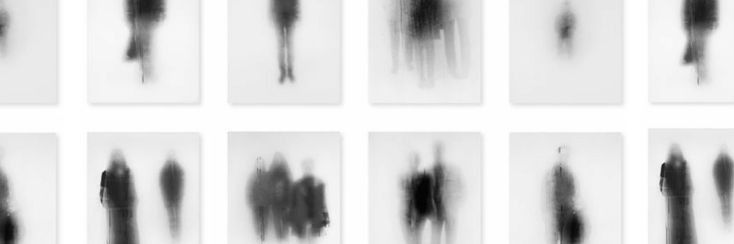 nine black and white images with different lines on them, each depicting an individual's body