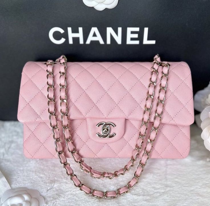 Money Bag Aesthetic, Pink Chanel Flap, Chanel Graffiti, Pink Chanel Bag, Trendy Purses, Chanel Pink, Chanel Flap Bag, Bag Aesthetic, Pink Chanel