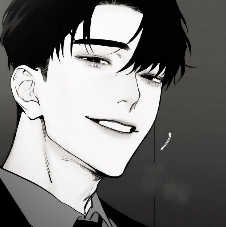 an anime character with black hair wearing a suit and tie