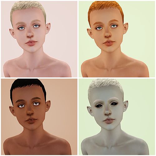 four different images of the same woman's face and body, each with short hair