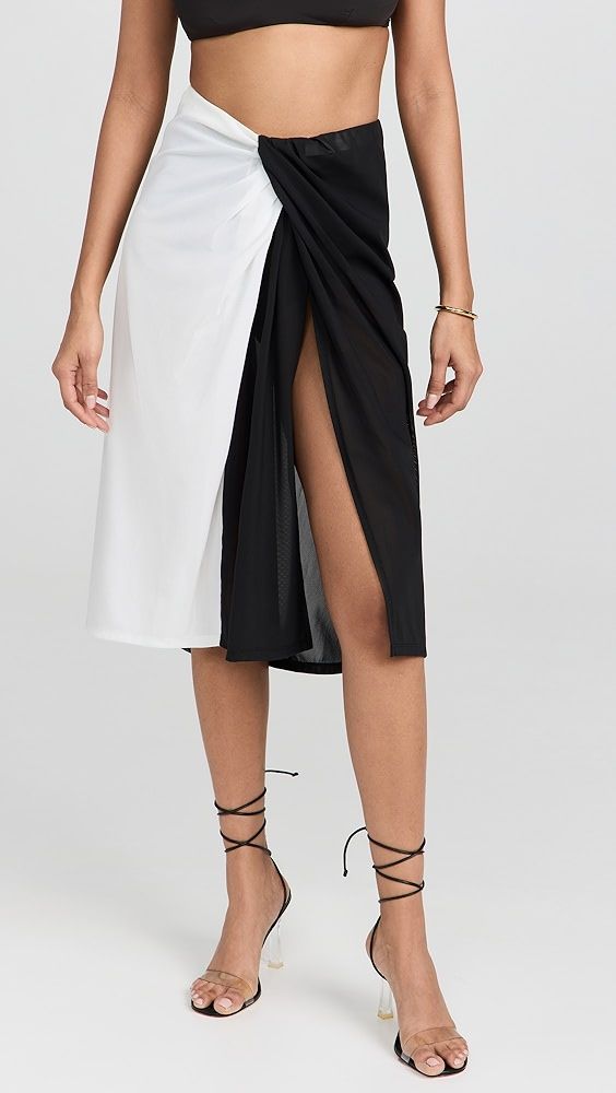 STAUD Azalea Skirt | Shopbop Chic Sheer Mini Skirt, Fitted White Draped Skirt For Summer, Chic Stretch Midi Draped Skirt, Summer Ruched Asymmetrical Skirt, Chic Stretch Draped Midi Skirt, Chic Draped Midi Skirt With Stretch, Summer Sheer Asymmetrical Skirt, Stretch Midi Skirt For Beach, Sheer Asymmetrical Skirt For Summer