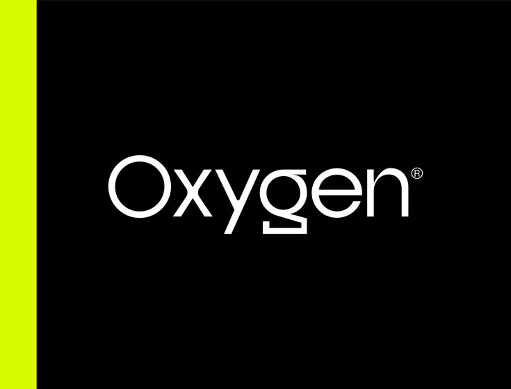 the oxygen logo on a black and yellow background