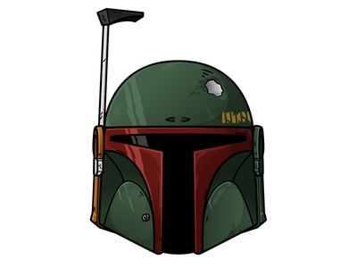 the boba fett helmet has been drawn by hand