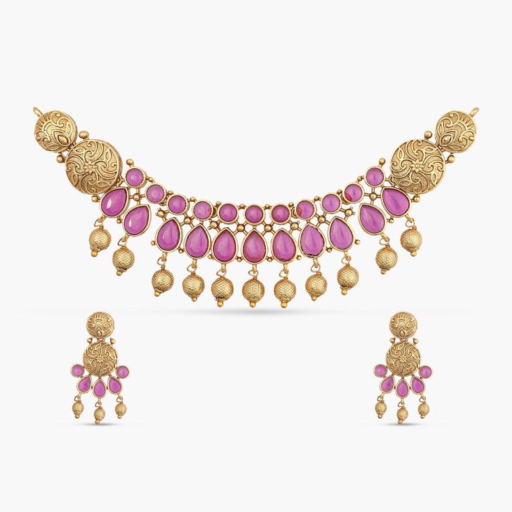 Aria Antique Red Kempu Necklace Set Kempu Necklace, Choker Pendant, Length Necklace, Kundan Earrings, Kids Necklace, Cz Earrings, Enamel Earrings, Antique Earrings, Timeless Treasures