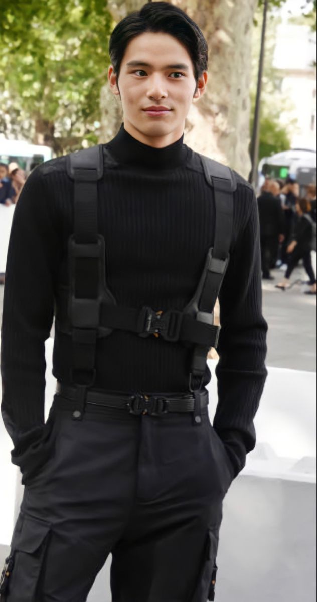 Male Detective Aesthetic Outfit, Male Black Turtleneck Outfit, Body Guard Outfit Men, Police Man Outfit, Police Inspired Outfit, Thief Aesthetic Outfit, Men Spy Outfit, Hitman Outfit Men, Spy Suit Men