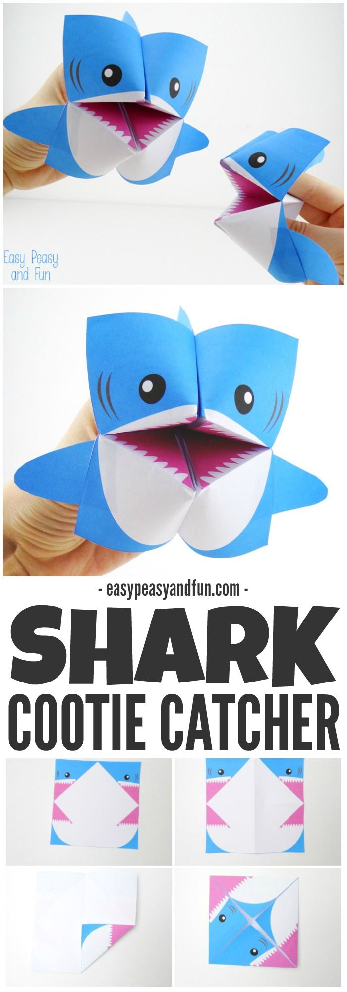 the instructions for how to make a paper shark that looks like it's coming out of