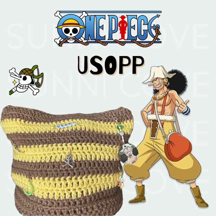 one piece usopp crochet pillow with pirate theme