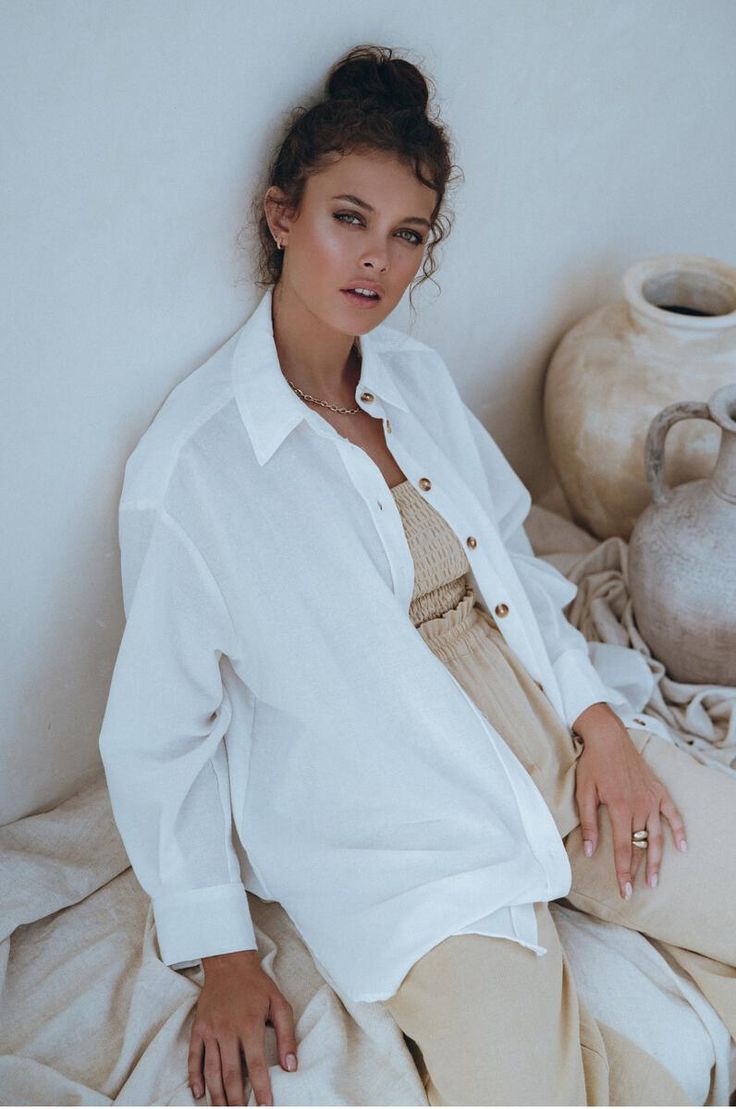 oversized long sleeve linen shirt Chic Oversized Shirt For Vacation, Oversized Chic Linen Blouse, Chic Oversized Linen Blouse, Oversized Linen Summer Tops, Oversized Relaxed Linen Shirt, Chic Linen Shirt For Day Out, Oversized Linen White Blouse, Oversized Relaxed Linen Blouse, Oversized Linen Beach Shirt