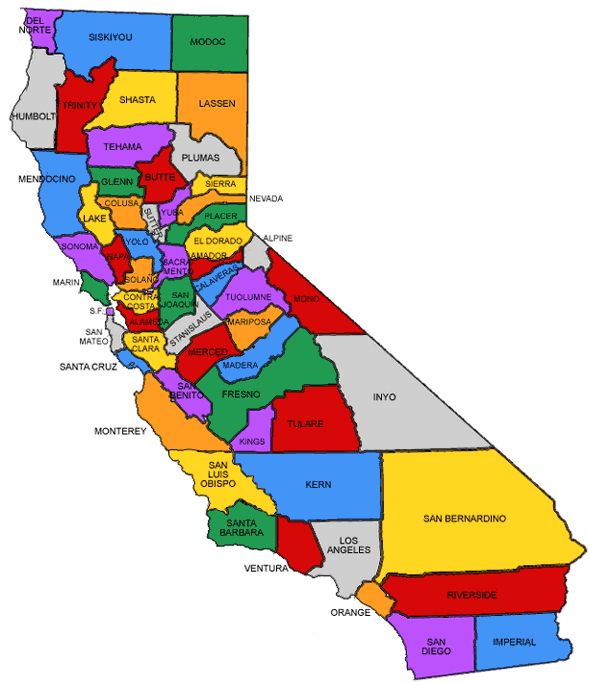 a map of the state of california with all states and their major cities on it