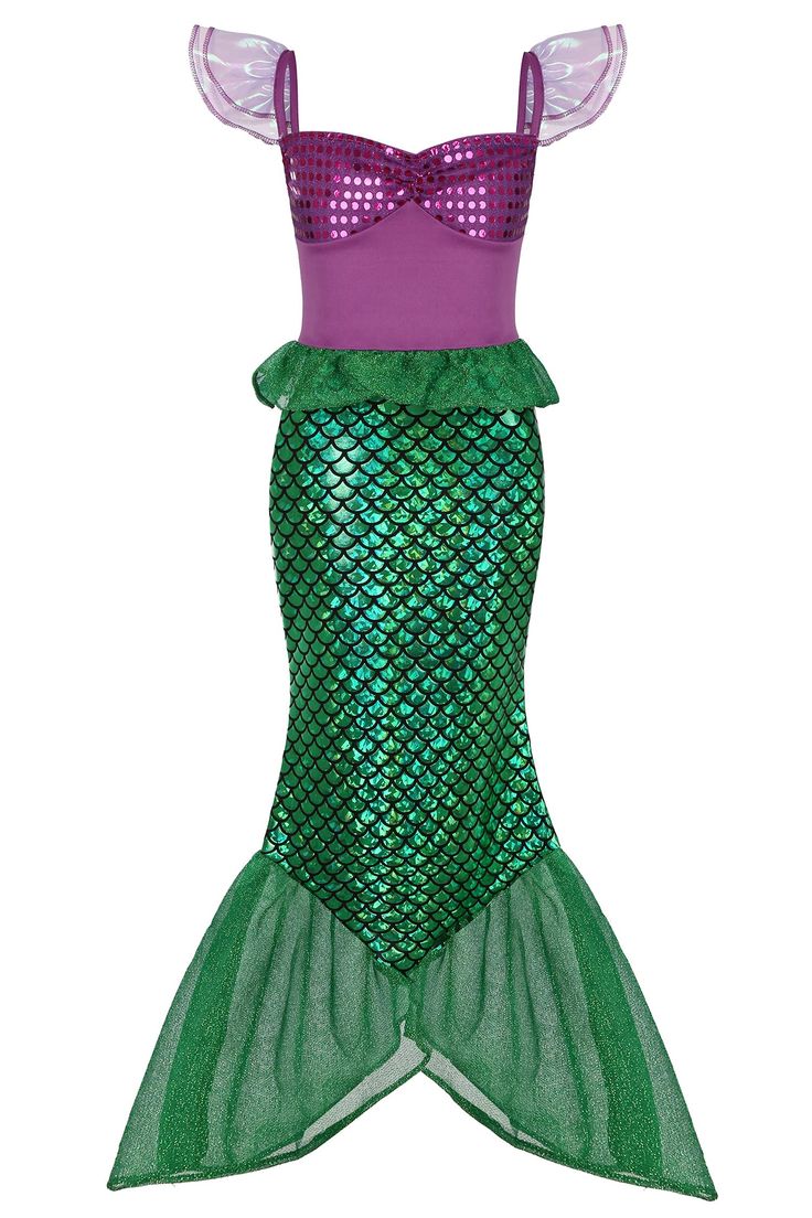 PRICES MAY VARY. 🧜‍♀️‍Girls birthday mermaid princess dress, little mermaid dress for Ariel Princess Character 🧜‍♀️‍This listing includes 1 Ariel character inspired dress. It is made soft and comfortable with some stretch to it. It is not meant to be a tight fit, instead a soft, dress that is great for warm weather! 🧜‍♀️‍Fish scales printed skirt with wide fishtail hem layers, let your little princess become a real mermaid 🧜‍♀️‍This lightweight dress is perfect for mermaid theme party, while Ariel Dress For Kids, Girl Mermaid Costume, Girls Mermaid Costume, Ariel Costume, Wig Headband, Ariel Costumes, Little Mermaid Dresses, Birthday Party Halloween, Little Mermaid Costume