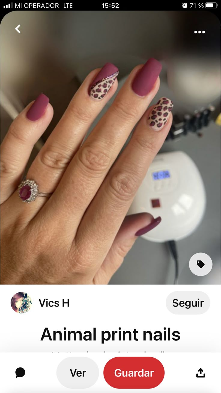 September Nails Cheetah, Burgundy Animal Print Nails, Dark Leopard Print Nails, Fall Nails Cheetah Print, Burgundy Leopard Nails, Animal Print Nail Art Leopards, Fall Leopard Print Nails, Cheetah Print Nails Fall, Lepord Nails Designs