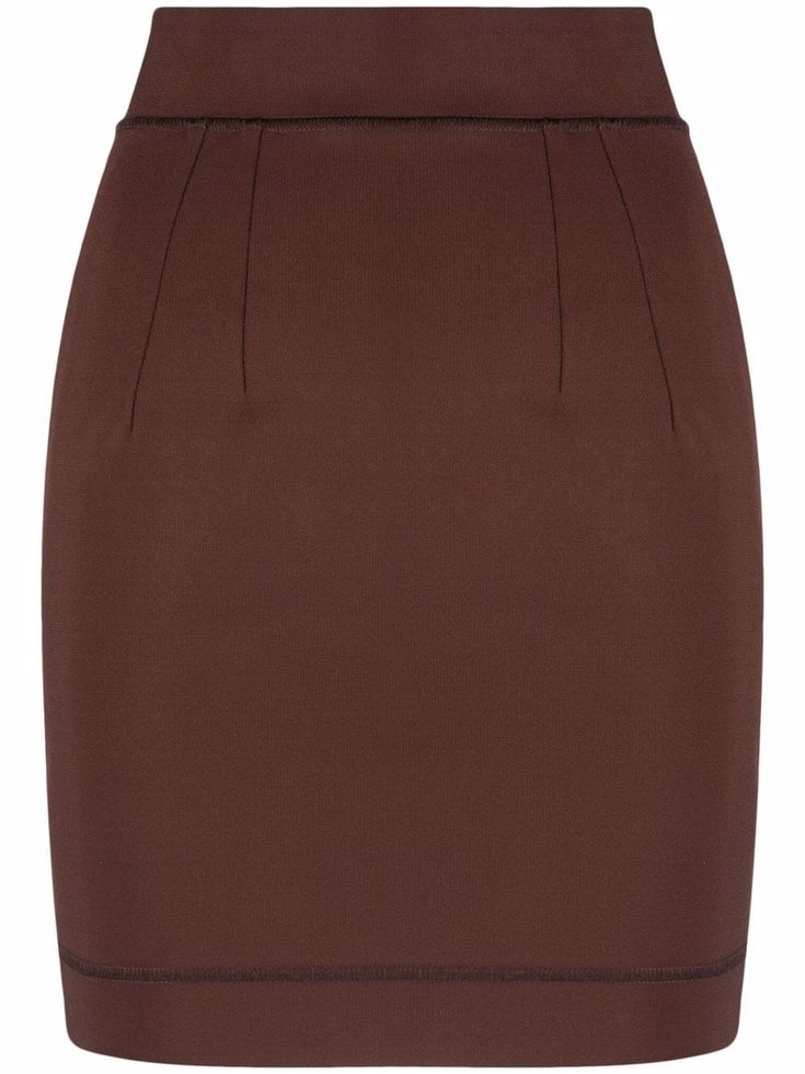 brown high-waisted pencil design concealed rear zip fastening panelled design stretch-design Long Frock Models, Frock Models, Brown Pencil Skirt, Brown Mini Skirt, Long Frock Designs, Pencil Design, Brown Skirt, Long Frocks, High Waisted Pencil Skirt