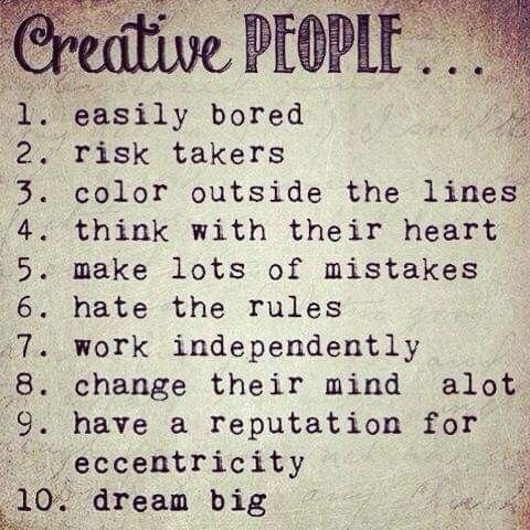 the rules for creative people written on a piece of paper