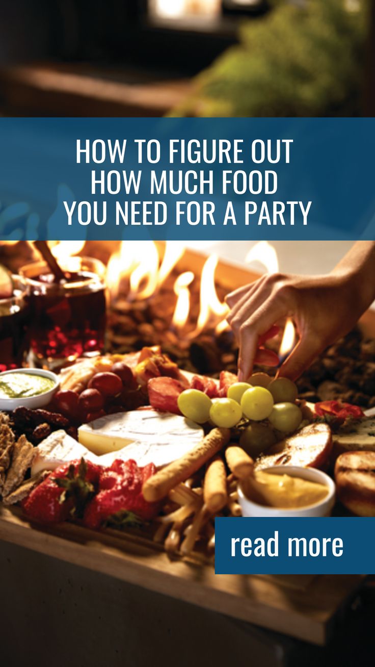 a table full of food with the words how to figure out how much food you need for a party