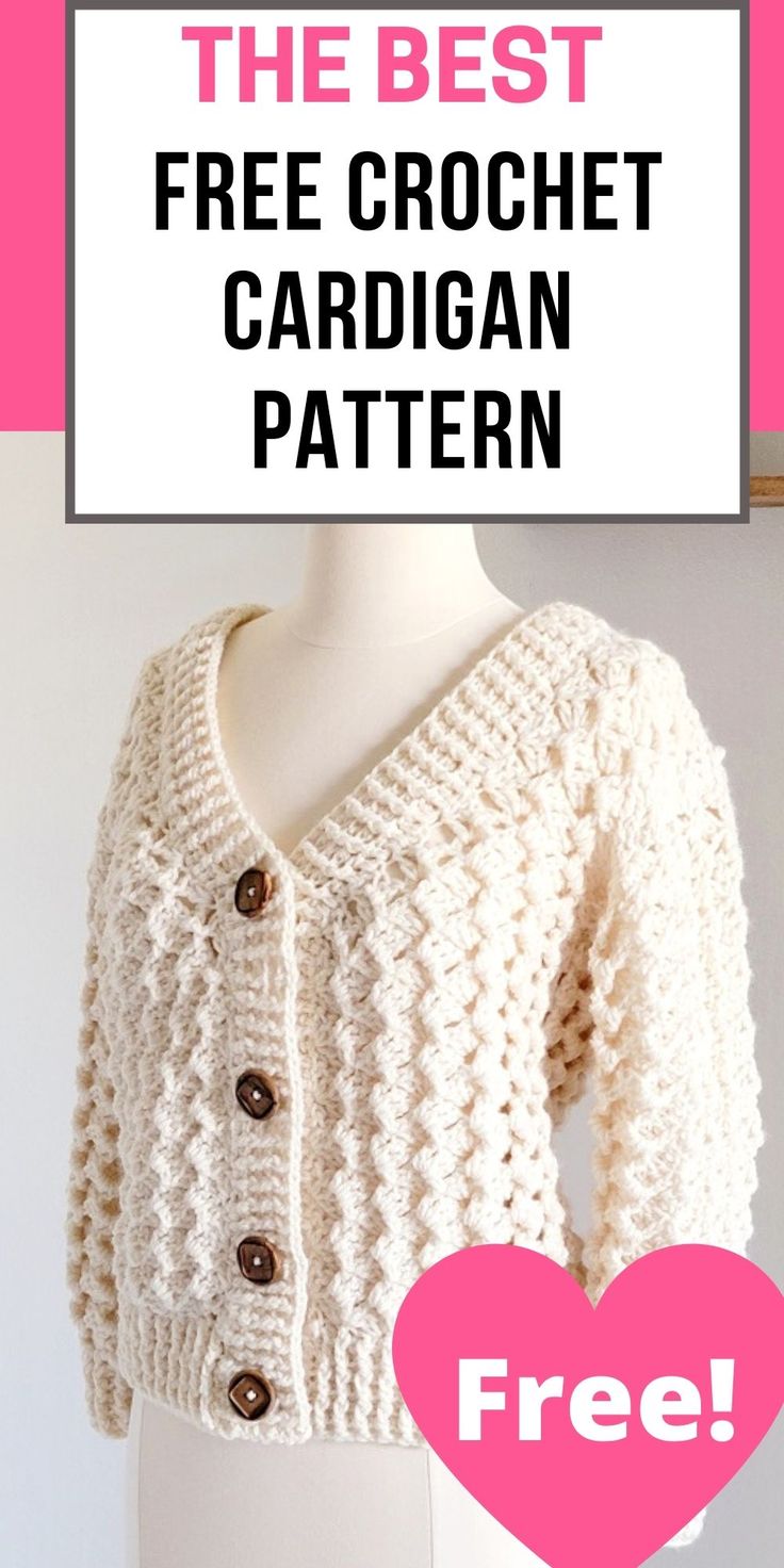 the best free crochet cardigan pattern for beginners to knit is here