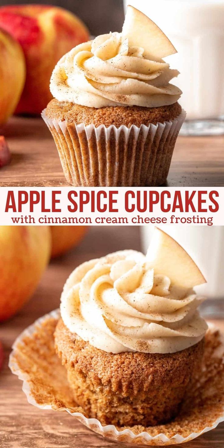 apple spice cupcakes with cinnamon cream cheese frosting