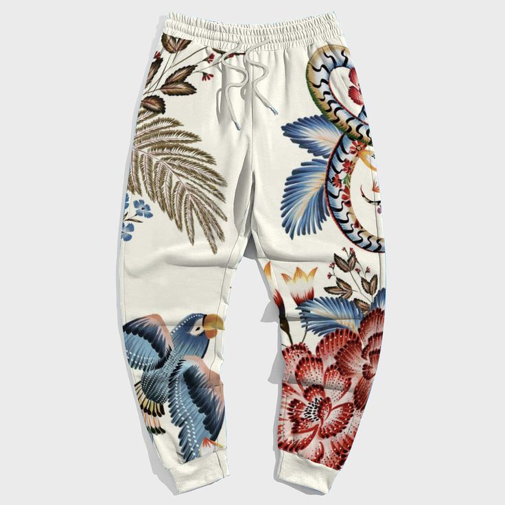 Featuring romantic floral prints, these white pants capture a unique retro flair. They are designed with an elastic waistband, a functional drawstring, and convenient pockets. Their versatile design allows for easy pairing and suits for various occasionsfrom casual outings to more fashion-forward events. Type: Mens Pants Design: Print, White, Floral, Drawstring, Elastic Waistband Style: Casual Elasticity: Slightly Stretchy Version: Loose Pants Length: Long Occasion: Casual, Gym, Running, Part St White Summer Leisure Pants, Spring Floral Print Patterned Bottoms, Casual White Floral Print Bottoms, Patterned Floral Print Cotton Pants, Casual Patterned Bottoms With Floral Print, Casual Patterned Pants For Spring, Casual Spring Bottoms With Pattern Prints, Casual Floral Print Patterned Bottoms, Patterned Cotton Bottoms With Floral Print