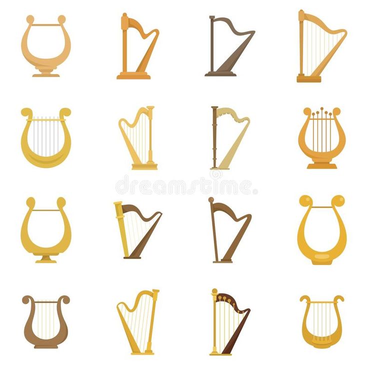 golden harps and musical instruments on white background royalty illustration stock photo - image 3779