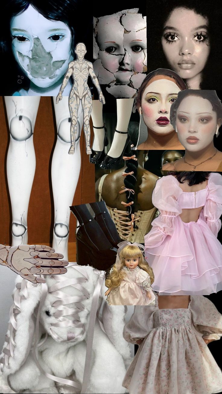 a collage of dolls and mannequins is shown