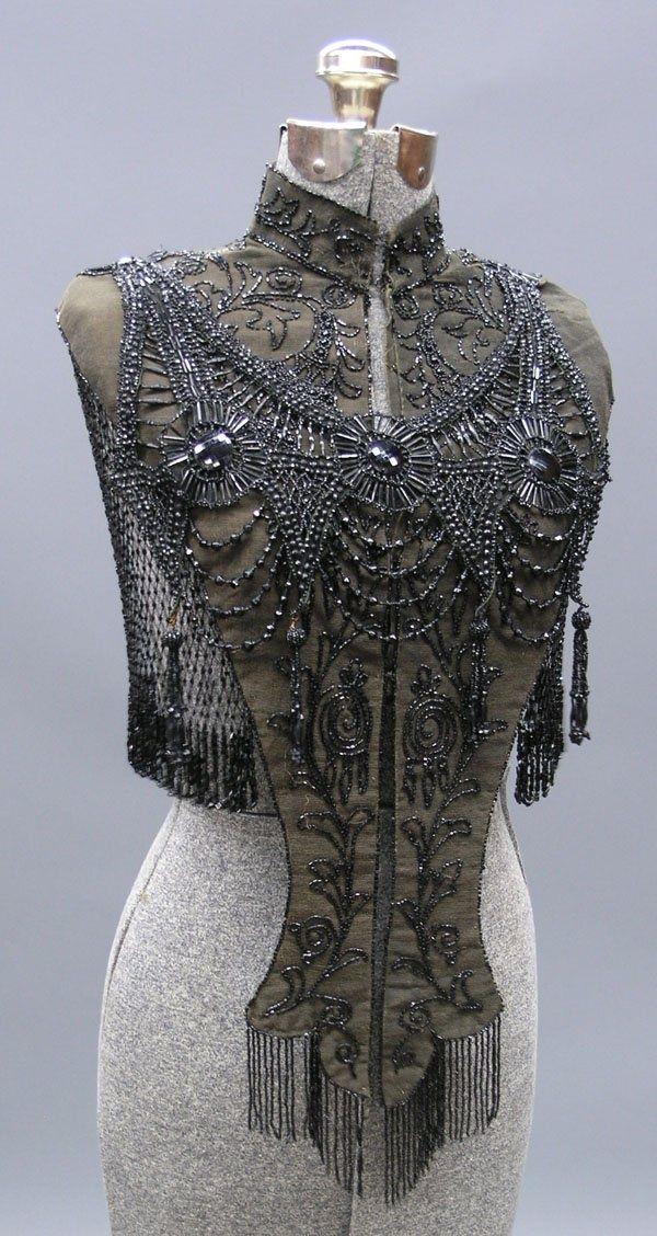 Victorian jet beaded collar Victorian Capelet, Tambour Embroidery, Victorian Clothing, Beaded Collar, Historical Costume, Historical Dresses, Historical Clothing, Belle Epoque, Historical Fashion