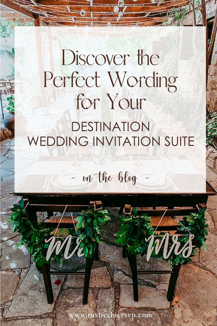 a sign that says, discovering the perfect wording for your destination wedding