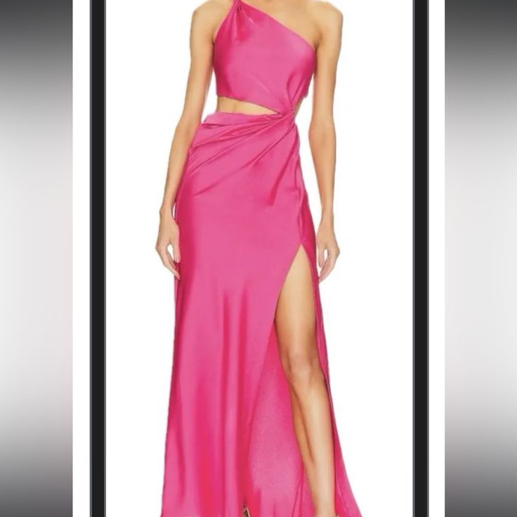 Misha Kristin Satin Gown Nwt Only Tried On. Too Big So Decided To Share It! So Cute I Wish I Could Wear It! Pink Dress Gown, F1 Fashion, Greta Dress, Hot Pink Dress, Simple Gowns, Sheer Gown, Hot Pink Dresses, Runway Trends, Satin Gown