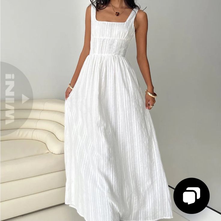 New With Tags Princess Polly Size M/Size 6 White Elegant White Maxi Dress, Brandy Melville Maxi Dress, White Cotton Sundress, Low Back Maxi Dress, White Cotton Midi Dress, Long White Dress Casual, Long Summer Dresses Maxi Casual, Long White Dress Outfit, Flowy White Dresses