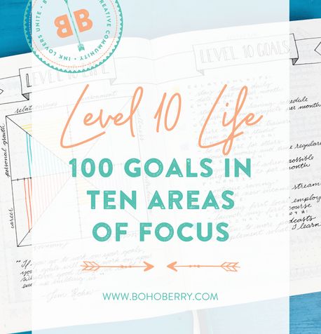 an open book with the title level 10 life 100 goals in ten areas of focus