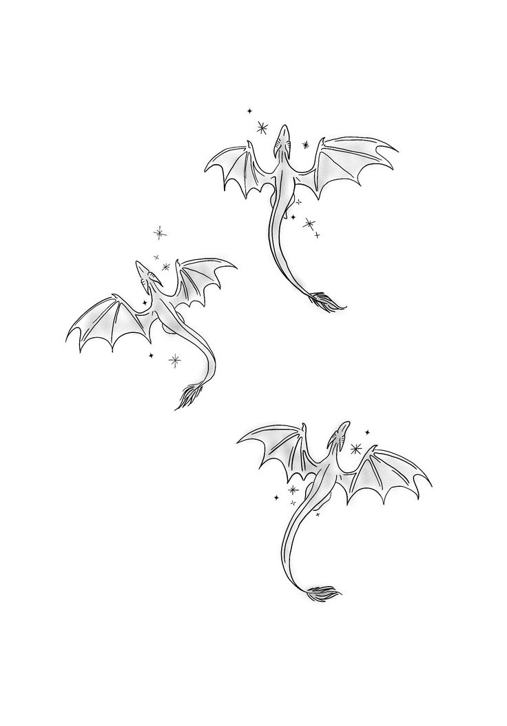 two small dragon tattoos on the back of their backs, one is black and white