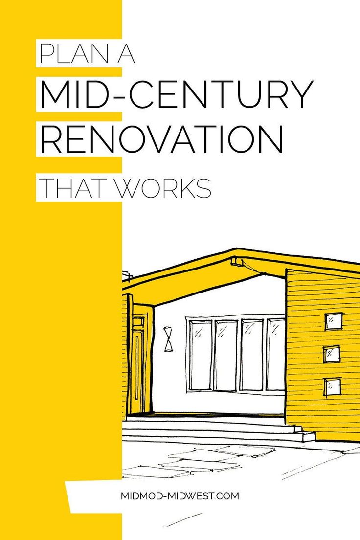 a yellow and white book cover with the words plan a mid century renovation that works