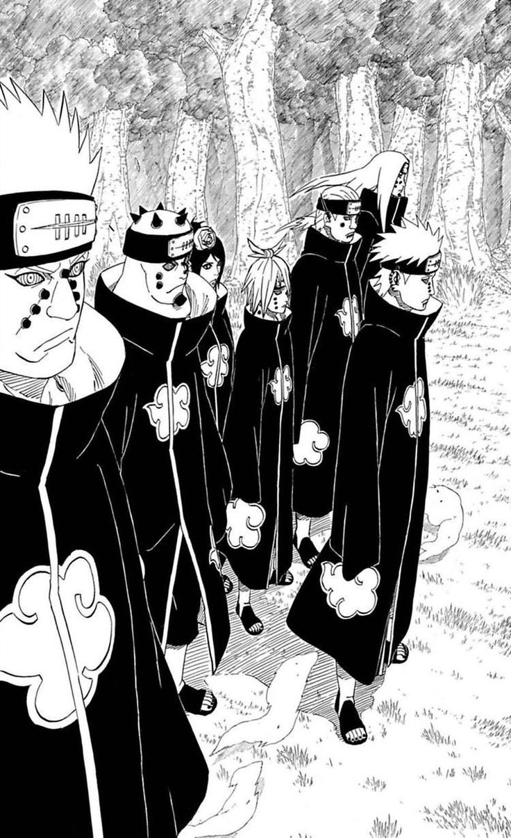 several people dressed in black and white are walking through the woods with their heads bowed