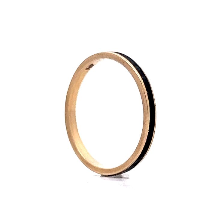 This modern stacking ring features dark black enamel finished in warm 14 karat yellow gold. With a flat profile and streamlined design, this staple stacking ring would be a versatile addition to your gold jewelry collection! Chic stylish. A royal pairing of black and gold! Luxury Modern Black Enamel Ring, Luxury Black Enamel Ring In Fine Jewelry Style, Minimalist 14k Gold Enamel Ring, Minimalist Yellow Gold Enamel Ring For Formal Occasions, Modern Black 14k Gold Stackable Rings, Black Minimalist Stackable Rings For Anniversary, Minimalist Black Stackable Rings For Anniversary, Minimalist Stackable Black Rings, Black Stackable Rings With Round Band