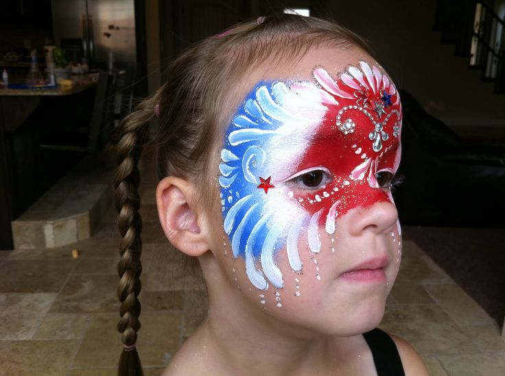 4th july face painting Artistic Make Up, July Face Paint, Princess Face Painting, Mask Face Paint, Face Painting Tips, Kids Face Paint, Painted Faces, Face Paintings, Painting Courses