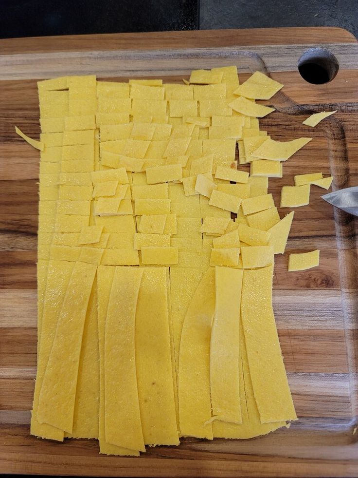 the cutting board has been cut into squares