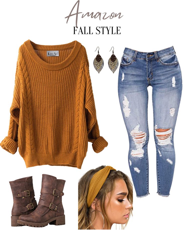 Cute Fall Outfits Amazon, Light Colored Jeans Outfit Fall, Brown Combat Boots Outfit Winter, Outfit For Fall For Women, Women Amazon Outfits, Brown Boots And Jeans Outfit, Boho Style Winter Fall Outfits, Shein Outfits Fall 2023, Fall Fashion 2023 Women In 30s