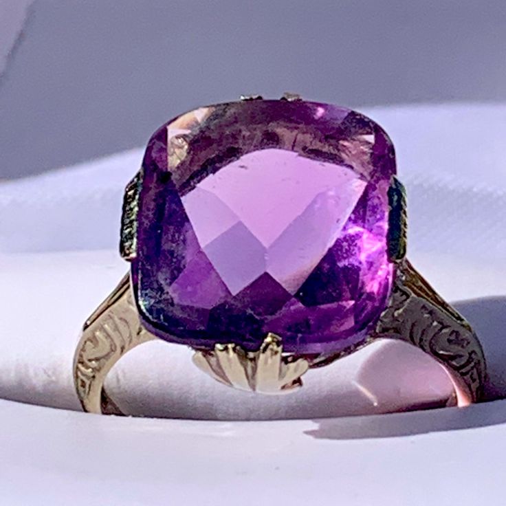 Vintage 14k White Gold Amethyst Ring With Engraving Nicely Cut Stone With Good Clarity The Stone Is Very Smooth And Polished On Top, The Under Side Of The Stone Is Faceted So You See The Pattern Through The Top Of The Stone. There Is A Personal Engraving On The Inside Of The Band Quality And Workmanship On The Metal Is Lovely. Please Review Pictures Carefully And Reach Out With Questions About The Ring If You Need Further Details Before Making An Offer Or Purchasing. Luxury Purple Sapphire Ring For Formal Occasions, Luxury Solitaire Amethyst Ring, 14k Gold Amethyst Solitaire Ring, Formal Amethyst Rings With Vs Clarity, Formal Amethyst Ring With Vs Clarity, Classic Formal Amethyst Ring, Purple Sapphire Ring Hallmarked Fine Jewelry, Purple Hallmarked Sapphire Ring Fine Jewelry, Fine Jewelry Purple Hallmarked Sapphire Ring