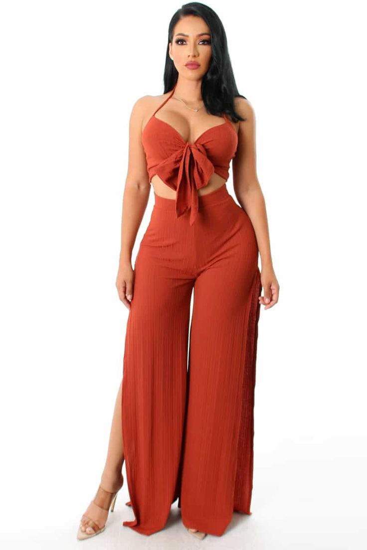 Two piece pants set Hollow out wide leg stretch jumpsuit Casual Two-piece Set With Wide-leg Pants, Wide Leg Solid Color Jumpsuits And Rompers For Loungewear, Wide Leg Stretch Jumpsuits And Rompers For Loungewear, Stretch Wide Leg Jumpsuits For Loungewear, Two-piece Wide Leg Pant Set For Vacation, Chic Two-piece Wide Leg Jumpsuits And Rompers, Summer Two-piece Wide Leg Jumpsuits And Rompers, Casual Fitted Two-piece Pantsuit, Summer Solid Color Wide-leg Jumpsuits And Rompers