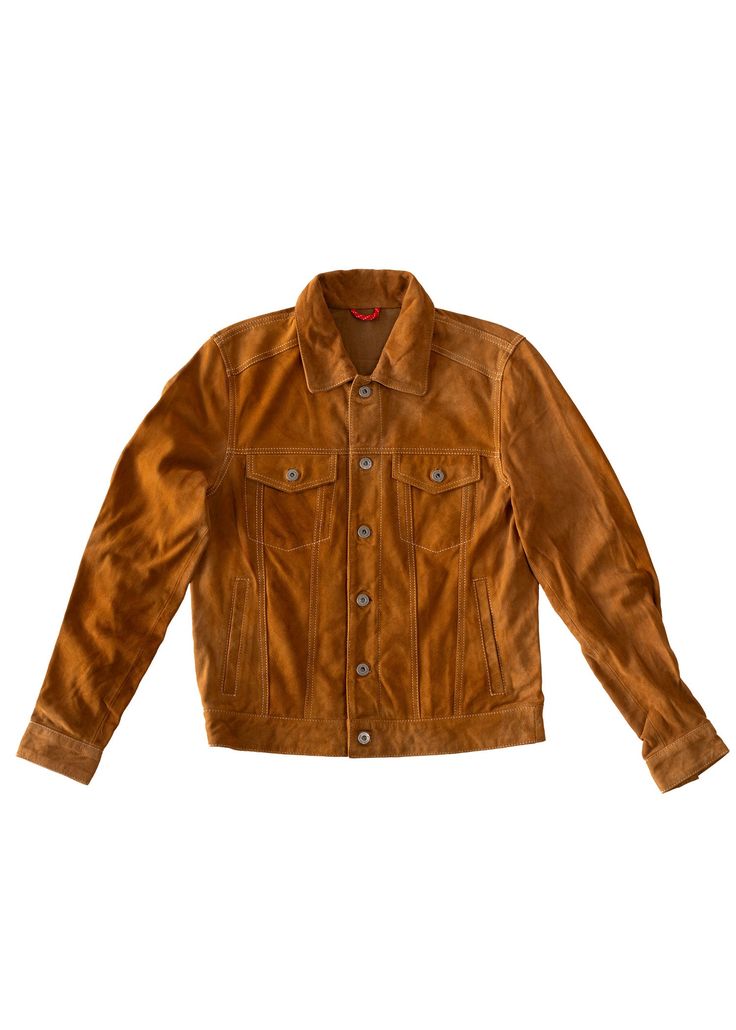 It's essentially our Rambler Jacket reinterpreted in luxurious goat suede. This one is dyed in a beautiful tobacco brown, and is the perfect compliment to your favorite pair of denim. Subtle contrast stitching and double needle construction throughout. A casual, lightweight jacket that will serve you well for many years to come. SPECS + DETAILS Exterior: goat suede I&R metal tack button front closure Chest button front flap pockets Side welt pockets Double needle construction Button side adjustm Suede Jacket, Contrast Stitch, Contrast Stitching, Lightweight Jacket, Flap Pocket, Welt Pocket, Welt Pockets, Red Leather Jacket, Goats