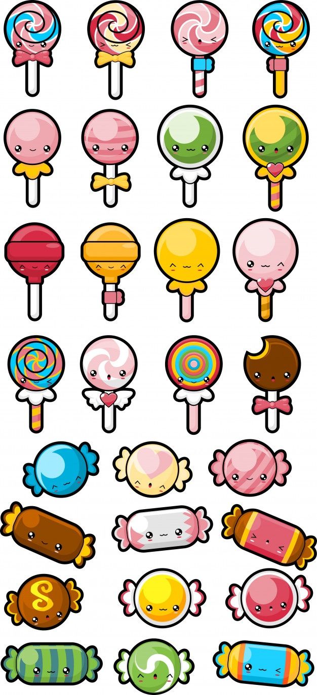 an assortment of lollipops with different shapes and sizes