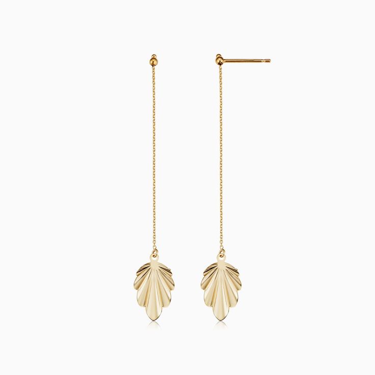 Fanfare Drop Earrings – Oradina Elegant Leaf-shaped Jewelry For Formal Occasions, Elegant Leaf-shaped Formal Jewelry, Elegant Linear Drop Earrings With Delicate Chain, Elegant Leaf-shaped Jewelry For Party, Elegant Leaf-shaped Party Jewelry, Elegant Long Drop Threader Earrings With Adjustable Chain, Elegant Dangle Linear Earrings With Delicate Chain, Elegant Threader Earrings With Long Drop And Adjustable Chain, Elegant Gold Threader Earrings