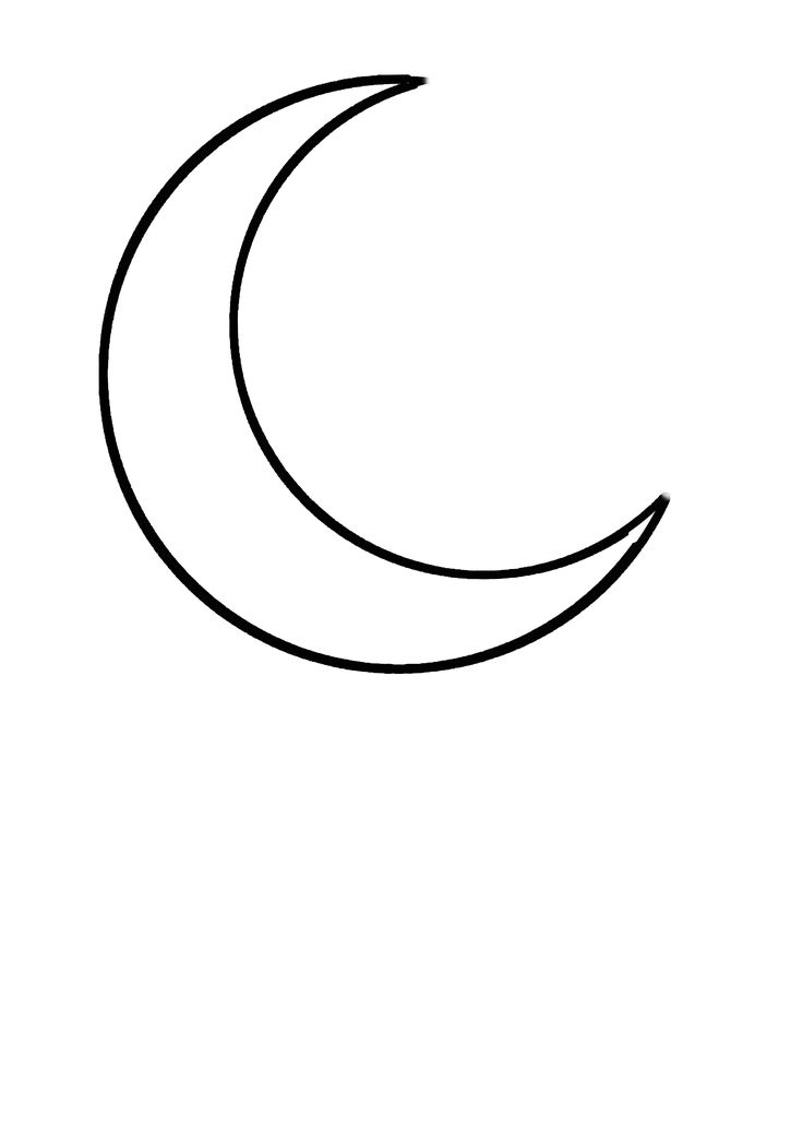 a black and white drawing of a crescent moon