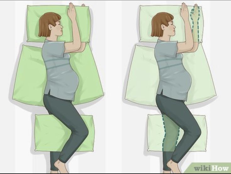 a woman is laying in bed and stretching