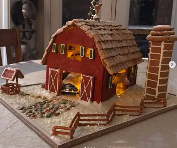 a gingerbread house made to look like a barn