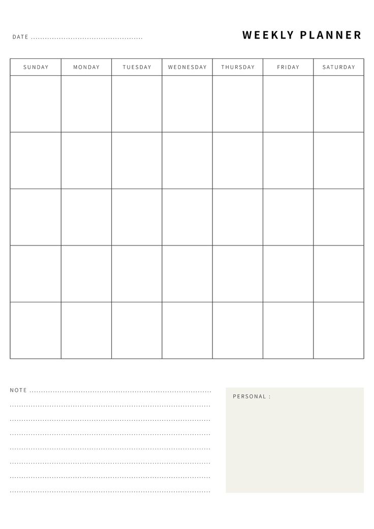 a printable weekly planner is shown in black and white, with the word's name