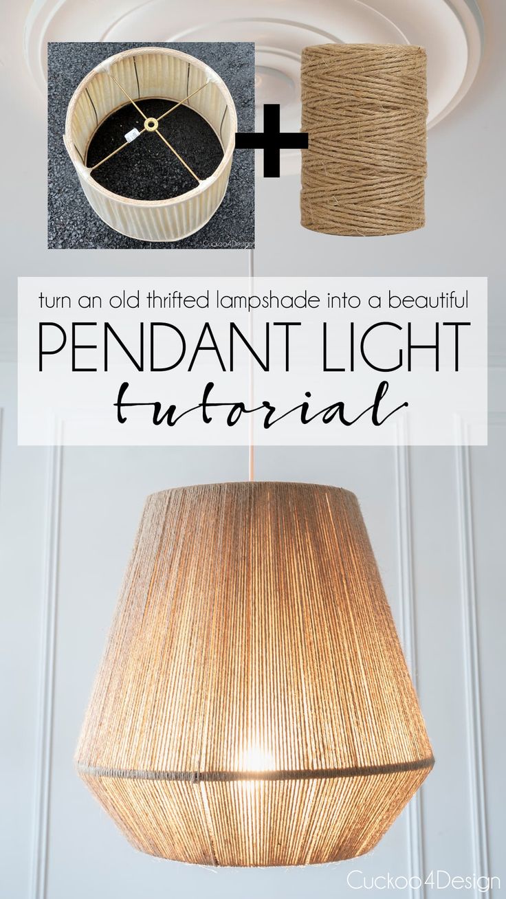 a light fixture with the words how to turn an old lamp into a beautiful pendant