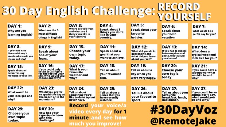 the 30 day english challenge poster