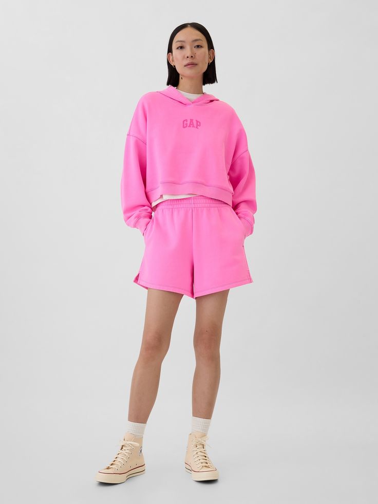 Relaxed Gap Mini-Logo Cropped Hoodie | Gap Factory Hot Pink Gap Hoodie, Gap Pink Hoodie, Pink Gap Hoodie, Light Pink Sweatshirt, Hoodie Gap, Gap Sweatshirt, Gap Hoodie, Wishlist 2024, Gap Logo