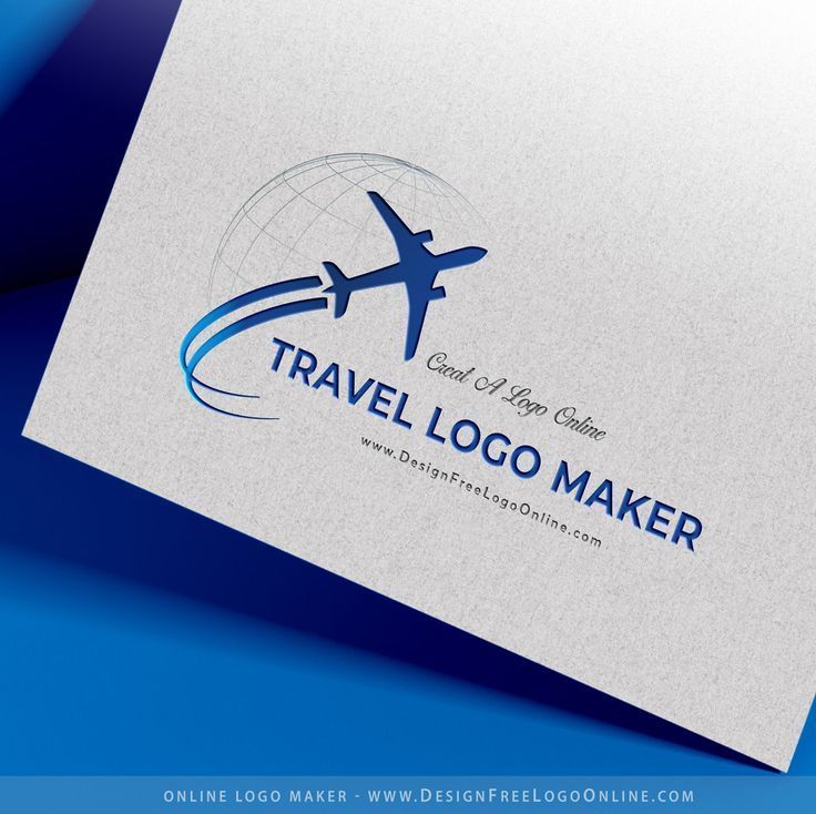 a logo for travel company with an airplane flying over it